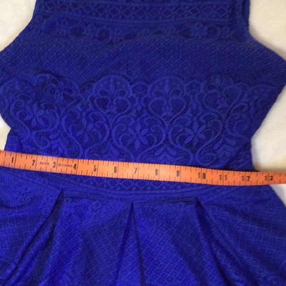 B Darlin Royal Blue Lace Midi Dress - Picture 4 of 10
